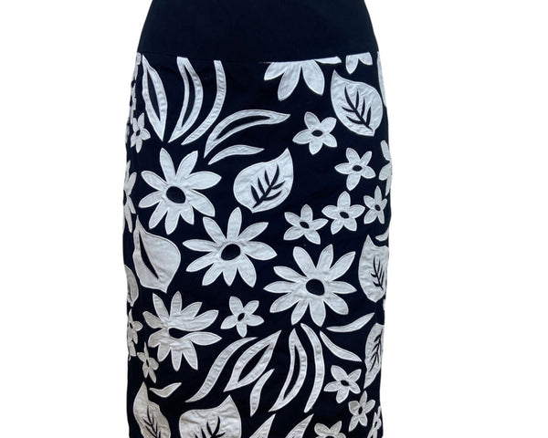 Liz Claiborne Womens Black Floral Embroidered Skirt Size 8