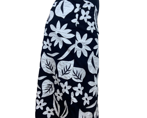 Liz Claiborne Womens Black Floral Embroidered Skirt Size 8