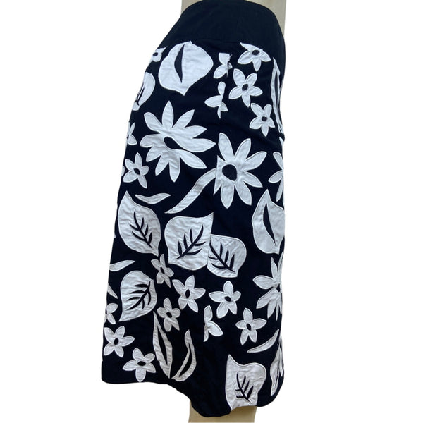 Liz Claiborne Womens Black Floral Embroidered Skirt Size 8