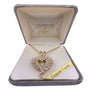 Genuine Crystal Gold Tone Heart Pendant Necklace Chain Elegant RC CN Marked