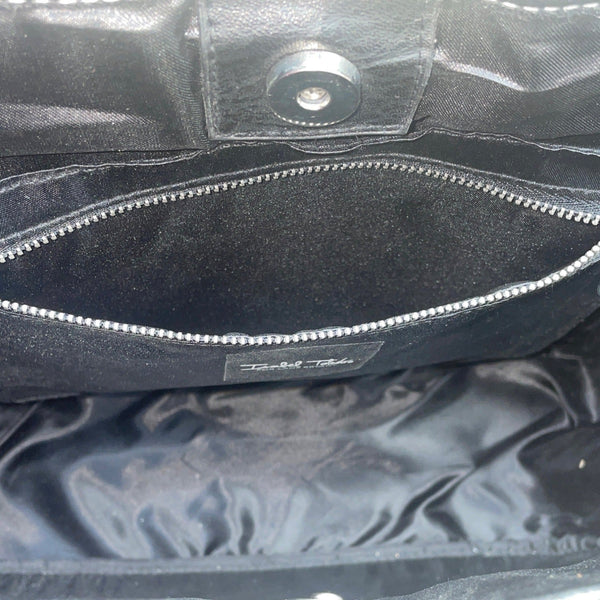 Isabel Toledo Black Patent With Face Artwork & Designer Signature Tote Bag Sz L
