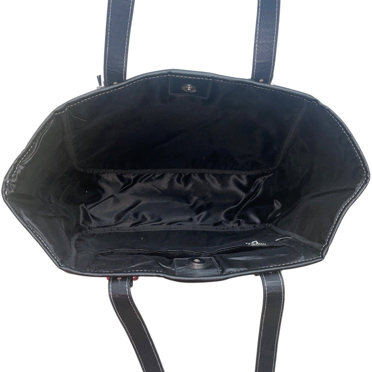 Isabel Toledo Black Patent With Face Artwork & Designer Signature Tote Bag Sz L