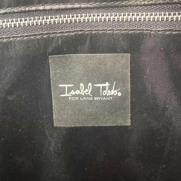 Isabel Toledo Black Patent With Face Artwork & Designer Signature Tote Bag Sz L