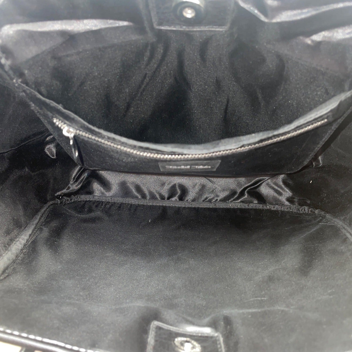 Isabel Toledo Black Patent With Face Artwork & Designer Signature Tote Bag Sz L