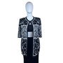 Misook Womens Black & White Knit Open Cardigan Sweater Abstract Pattern Sz XL