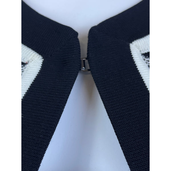 Misook Womens Black & White Knit Open Cardigan Sweater Abstract Pattern Sz XL