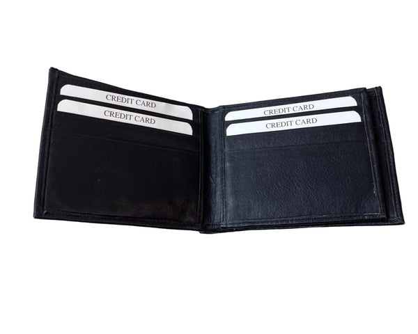 Identity Men's Black Leather Stronghold RFID Blocking Secure Wallet Sz S -NWT