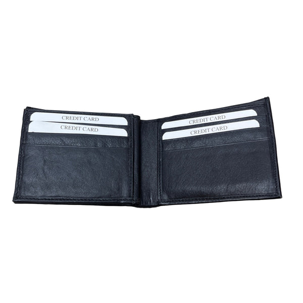 Identity Men's Black Leather Stronghold RFID Blocking Secure Wallet Sz S -NWT