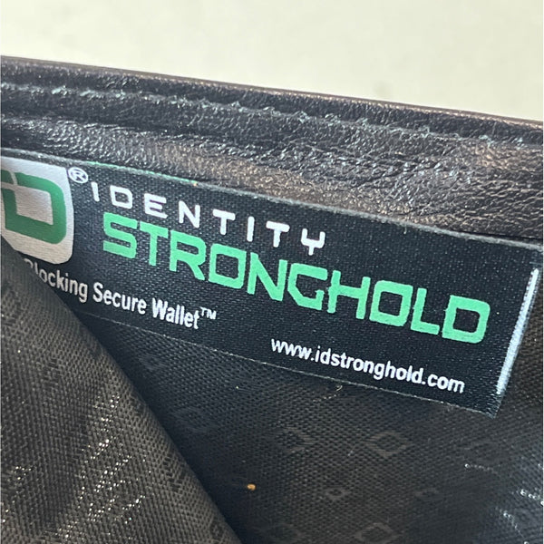 Identity Men's Black Leather Stronghold RFID Blocking Secure Wallet Sz S -NWT