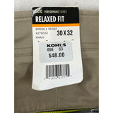 Lee Performance Series Men’s Khaki Relaxed Fit Pants Sz 30x32 - NWT