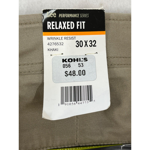 Lee Performance Series Men’s Khaki Relaxed Fit Pants Sz 30x32 - NWT