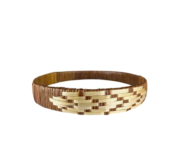 Vintage Woven Bamboo & Rattan Bangle Set Natural Rustic Accents Size OS