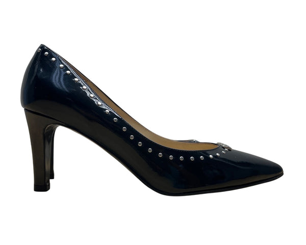 Brighton Womens Black Patent Leather Studded Pointed Toe Heels Size 8M