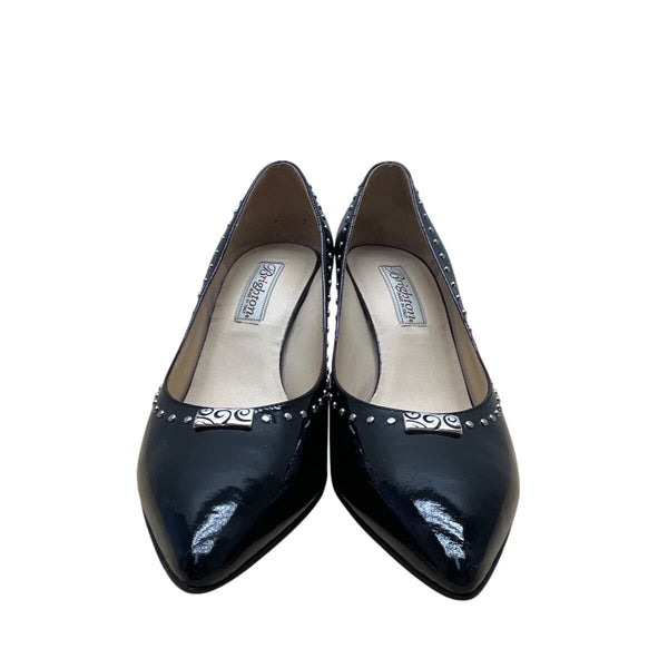 Brighton Womens Black Patent Leather Studded Pointed Toe Heels Size 8M