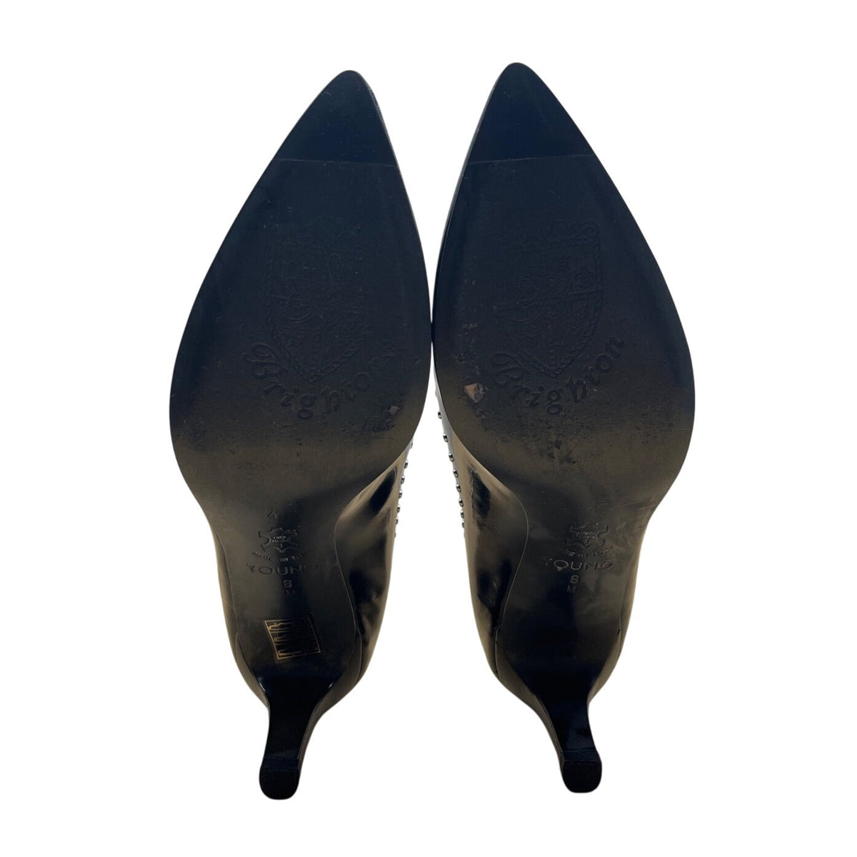 Brighton Womens Black Patent Leather Studded Pointed Toe Heels Size 8M