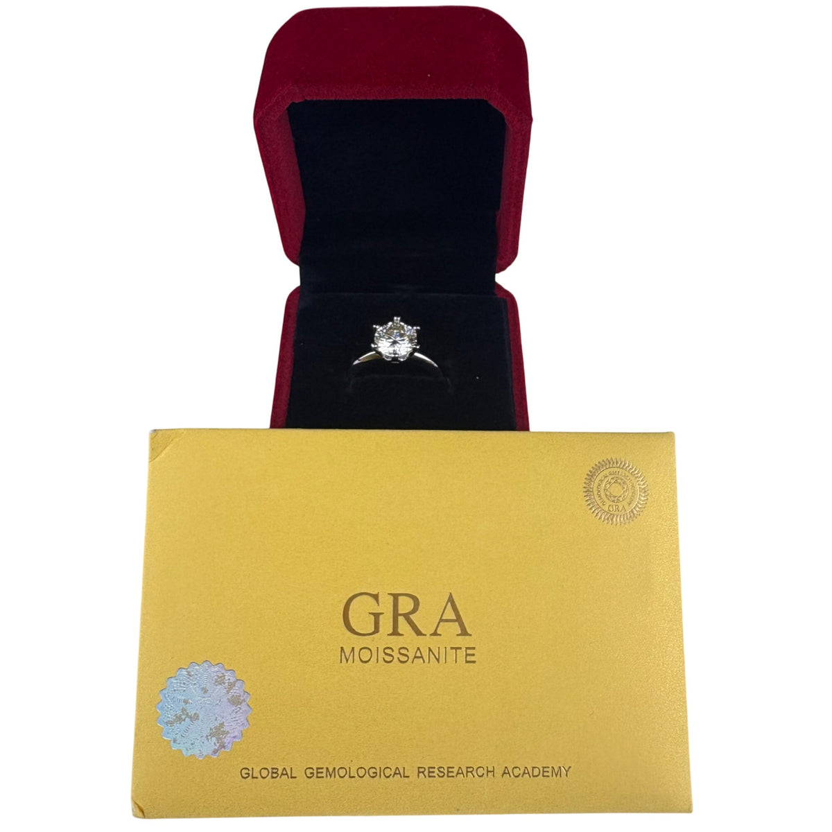 GRA Womens Silver Tone Moissanite Engagement Ring With S925 Sterling Certification Box