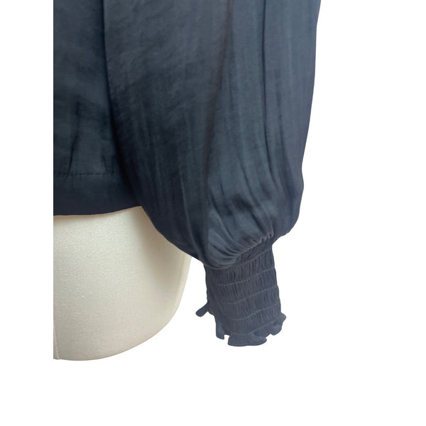 Gap Women’s Black Pleated High Neck Blouse With Button Back Size XS - New