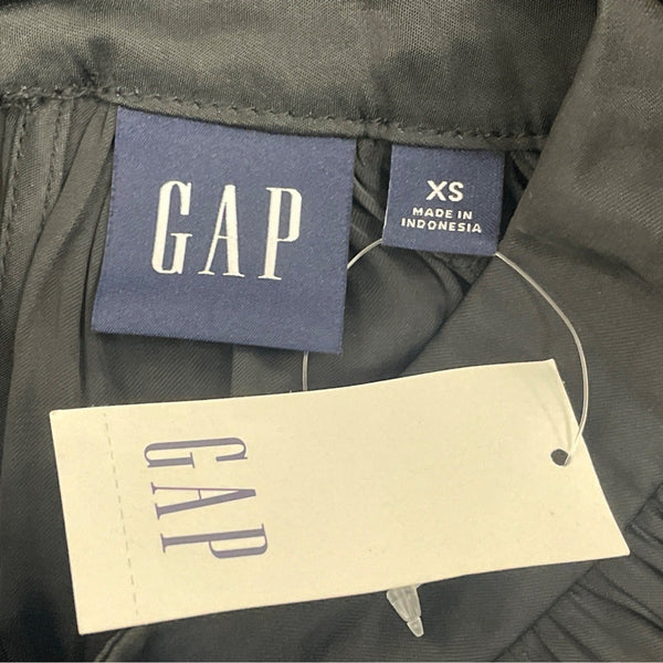 Gap Women’s Black Pleated High Neck Blouse With Button Back Size XS - New