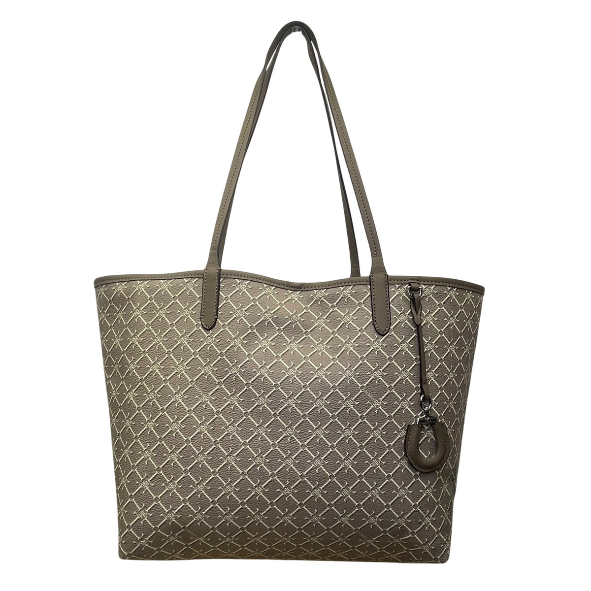 Lauren Ralph Lauren Women’s Gray Monogram Faux Leather Shoulder Straps Tote Bag