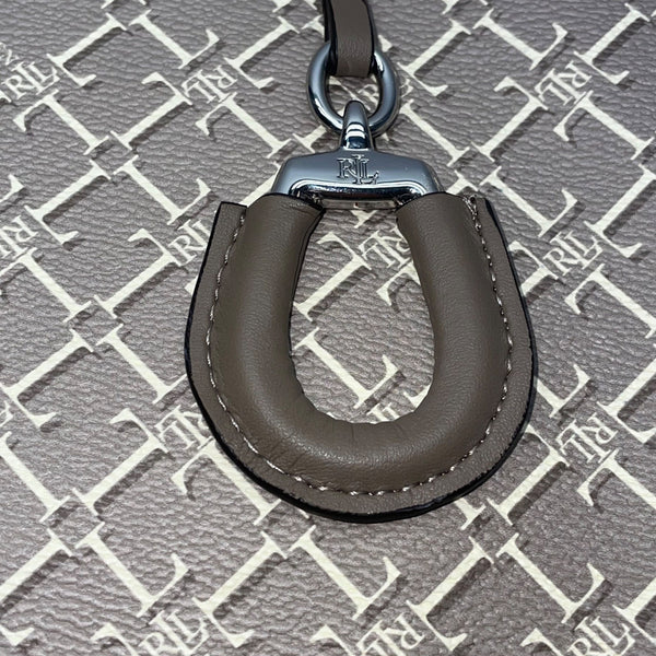 Lauren Ralph Lauren Women’s Gray Monogram Faux Leather Shoulder Straps Tote Bag