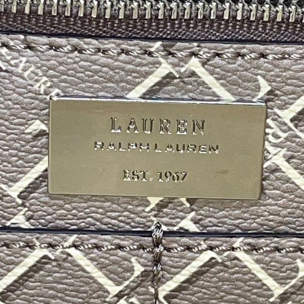 Lauren Ralph Lauren Women’s Gray Monogram Faux Leather Shoulder Straps Tote Bag