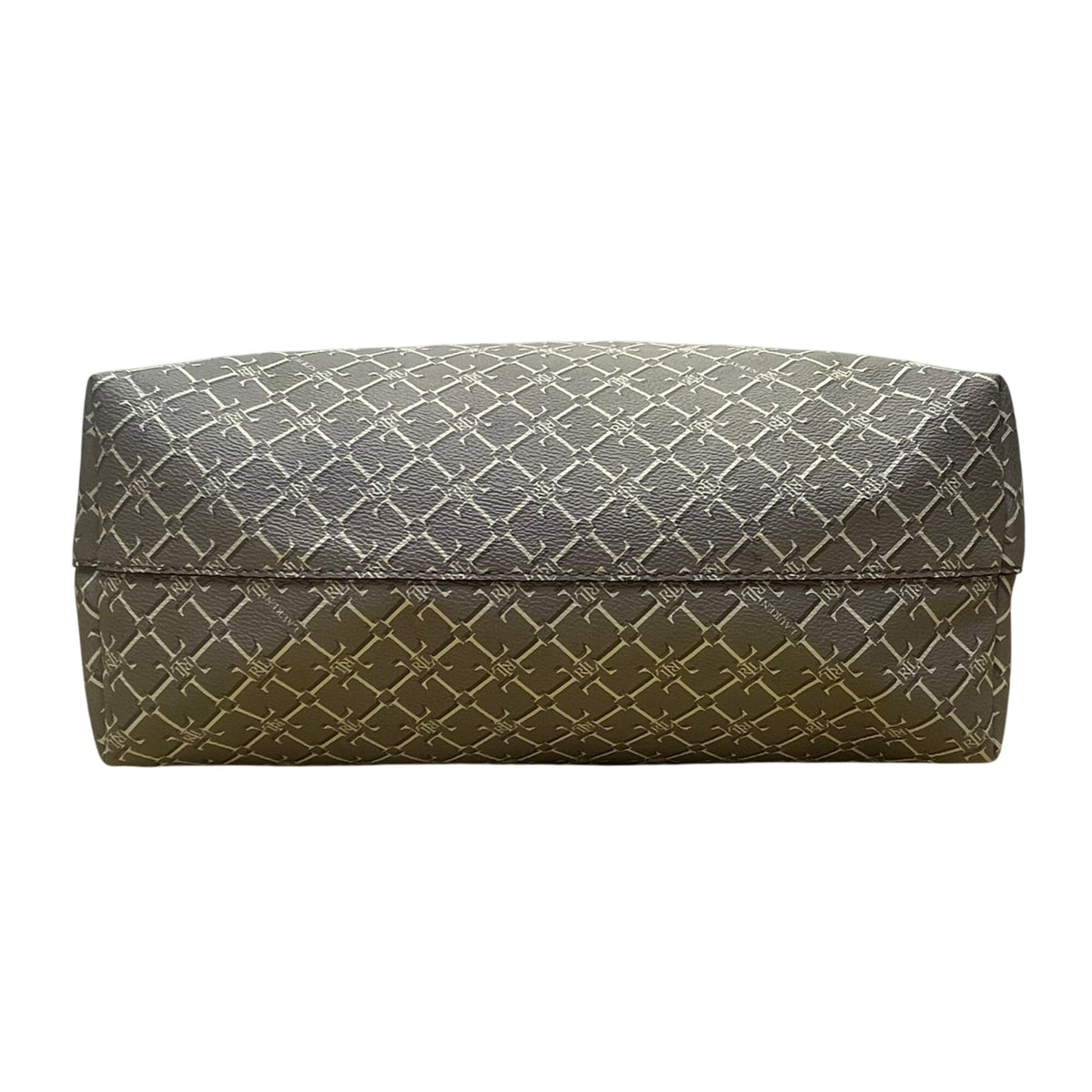 Lauren Ralph Lauren Women’s Gray Monogram Faux Leather Shoulder Straps Tote Bag