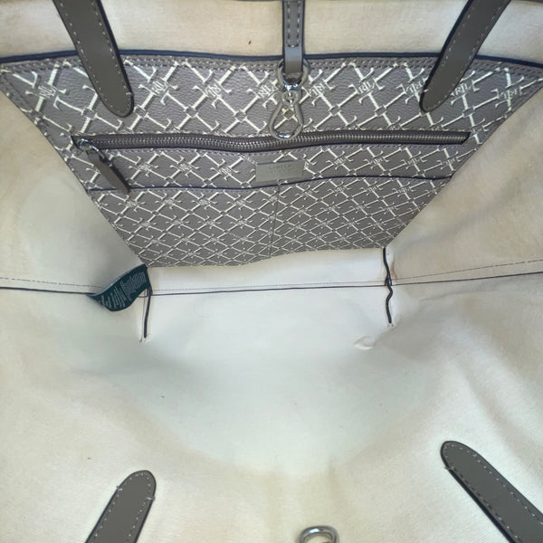 Lauren Ralph Lauren Women’s Gray Monogram Faux Leather Shoulder Straps Tote Bag