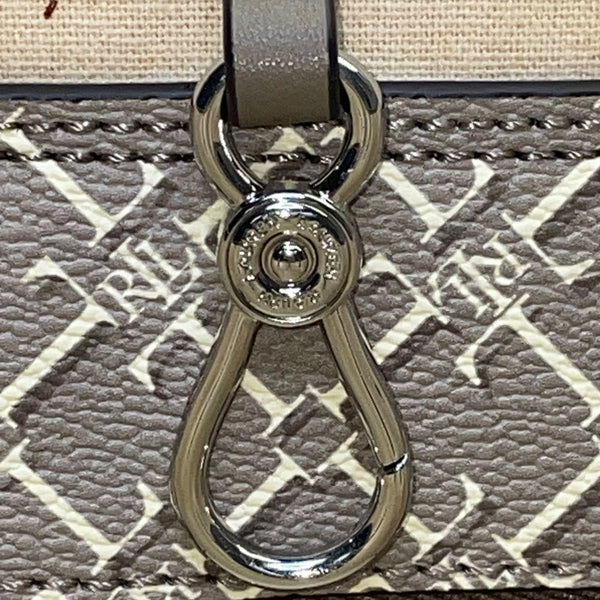 Lauren Ralph Lauren Women’s Gray Monogram Faux Leather Shoulder Straps Tote Bag