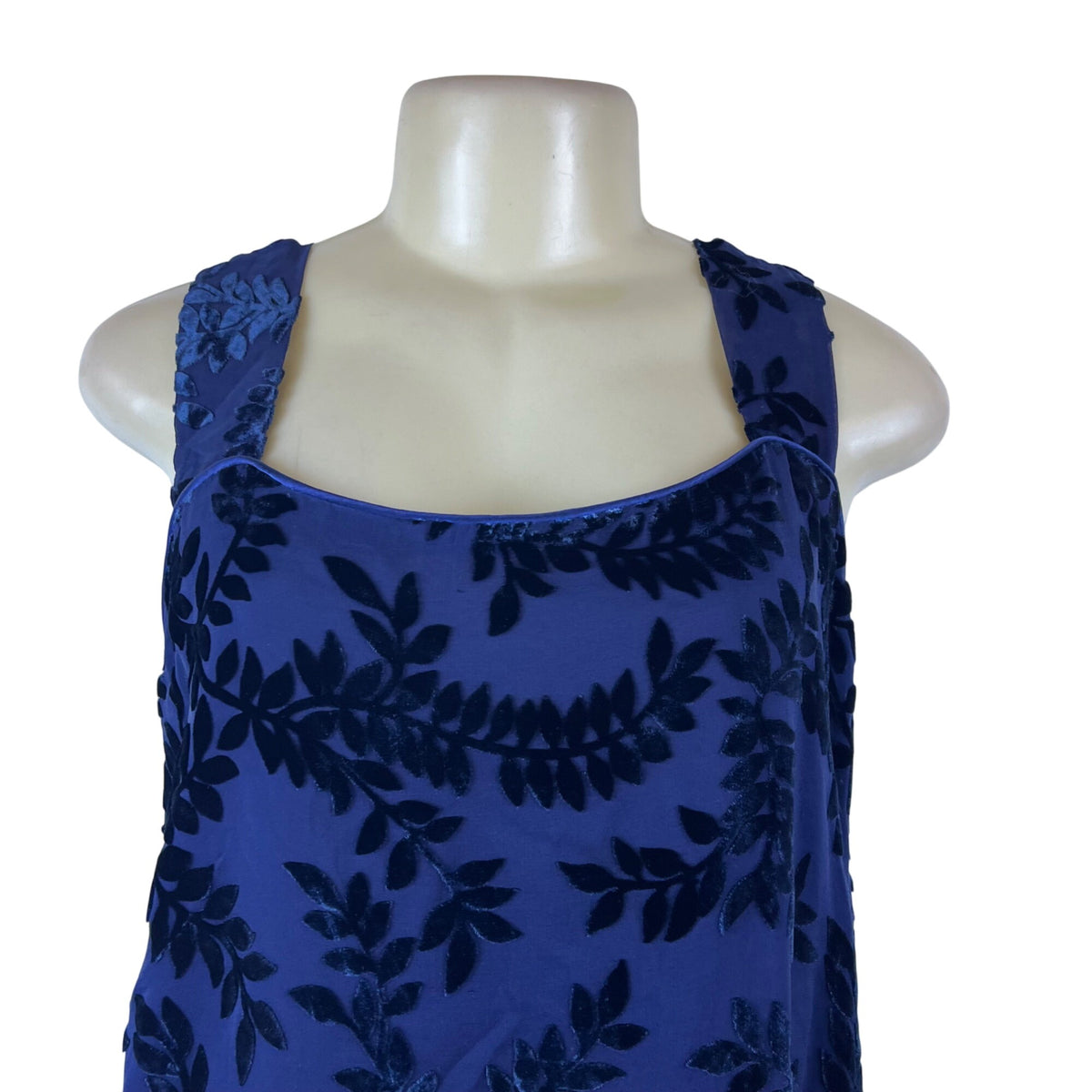 Sara Mique Three-Piece Set Women's Blue Velvet Leaf Patterned Size L