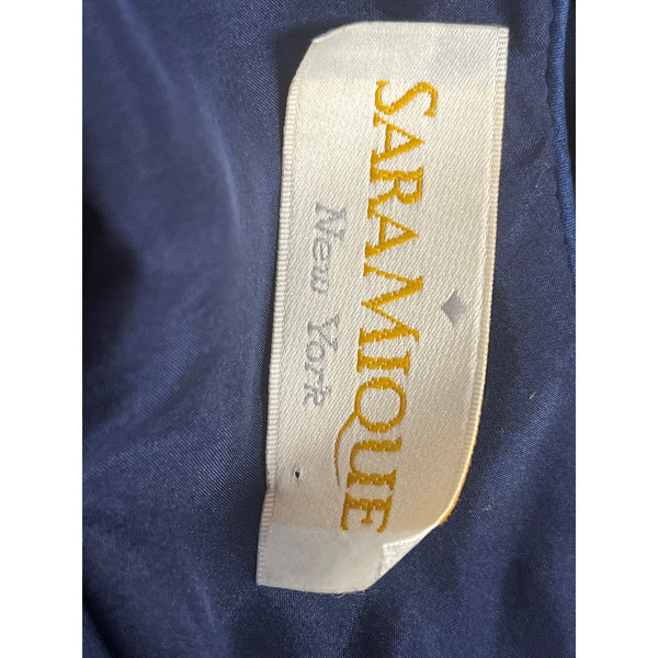 Sara Mique Three-Piece Set Women's Blue Velvet Leaf Patterned Size L