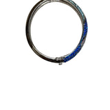 Blue & Silver Womens Hinged Bangle Bracelet With Sparkling Gradient Rhinestones