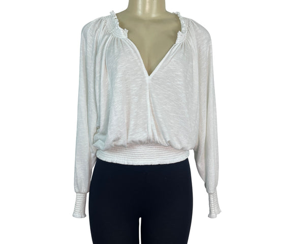 Gentle Fawn Womens V-Neck Ruffled Blouse Top White Size S- New