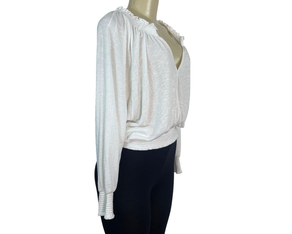 Gentle Fawn Womens V-Neck Ruffled Blouse Top White Size S- New