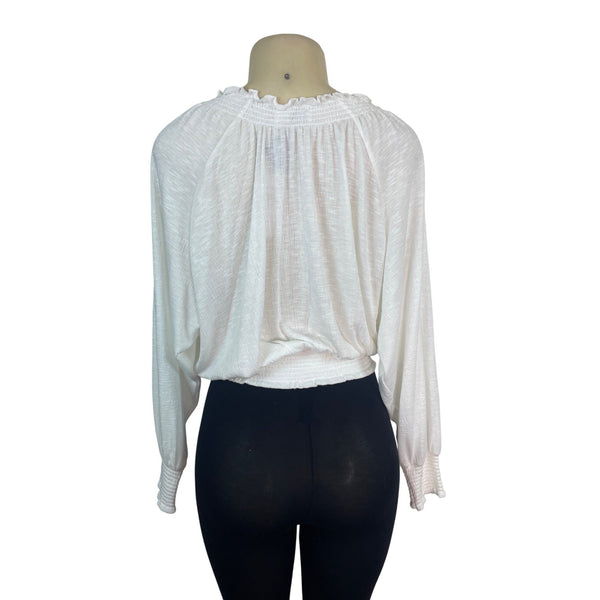 Gentle Fawn Womens V-Neck Ruffled Blouse Top White Size S- New
