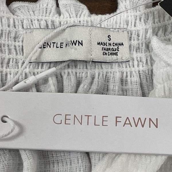 Gentle Fawn Womens V-Neck Ruffled Blouse Top White Size S- New