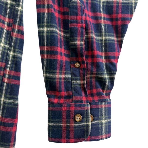 Brooks Brothers Mens Red & Navy Plaid Cotton Button-Up Casual Shirt Size L