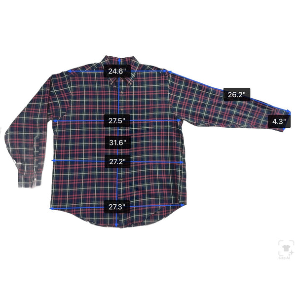 Brooks Brothers Mens Red & Navy Plaid Cotton Button-Up Casual Shirt Size L