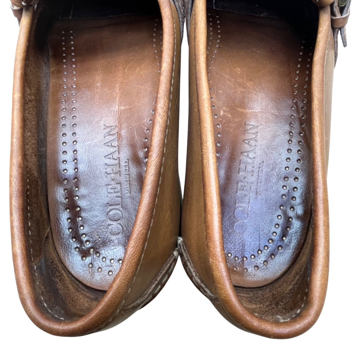 Cole Haan Men’s Brown Leather Fringe Slip-On Loafers Dress Shoes Size 9D