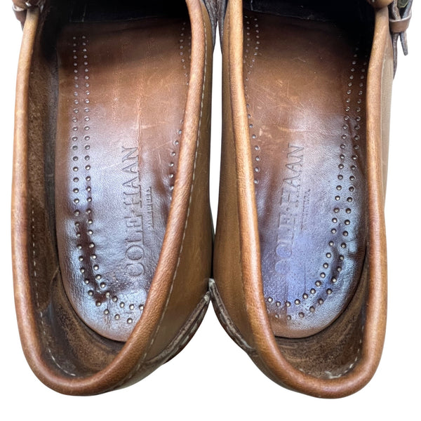 Cole Haan Men’s Brown Leather Fringe Slip-On Loafers Dress Shoes Size 9D