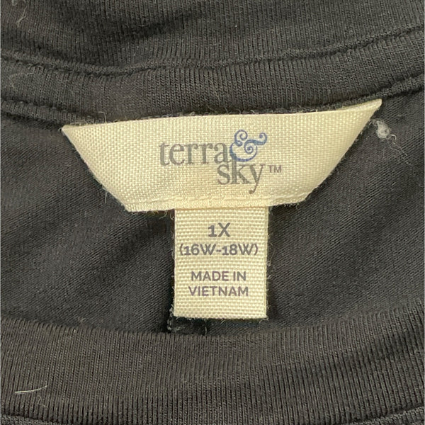 Terra & Sky Women's Black Sleeveless & Flowy A-Line Mini Dress Sz 1X - New
