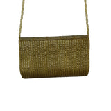 La Regale Gold Beaded Long Beaded Strap Snap Closure Evening Shoulder Bag Sz M