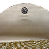 La Regale Gold Beaded Long Beaded Strap Snap Closure Evening Shoulder Bag Sz M