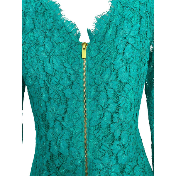 Diane Von Furstenberg Women’s Green Lace 3/4 Sleeve Cocktail Dress Size 12