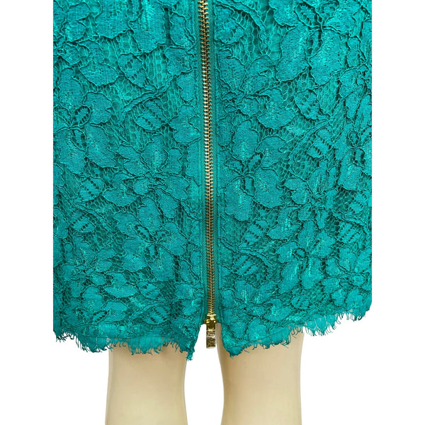 Diane Von Furstenberg Women’s Green Lace 3/4 Sleeve Cocktail Dress Size 12