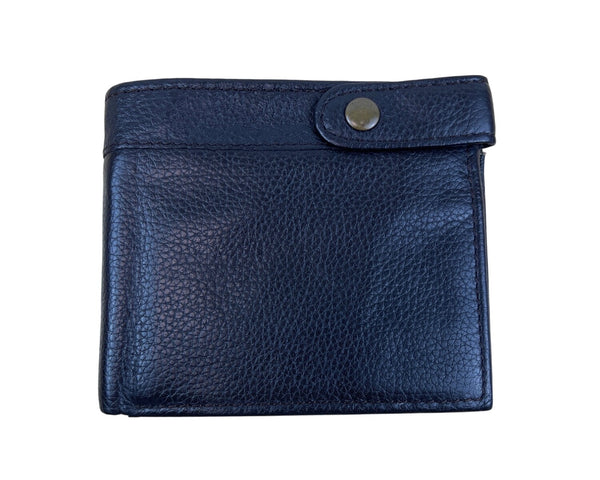 Mens Brown Embossed Leather RFID Protection Snap Detail Wallet Sz M