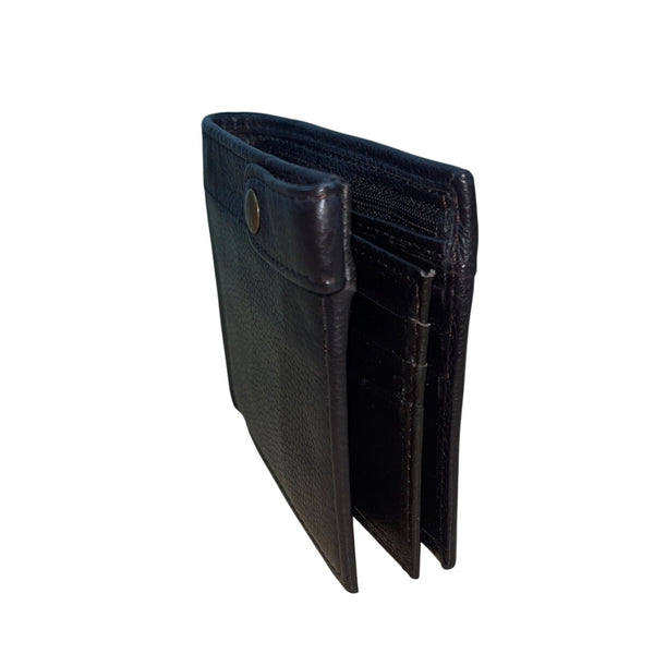 Mens Brown Embossed Leather RFID Protection Snap Detail Wallet Sz M