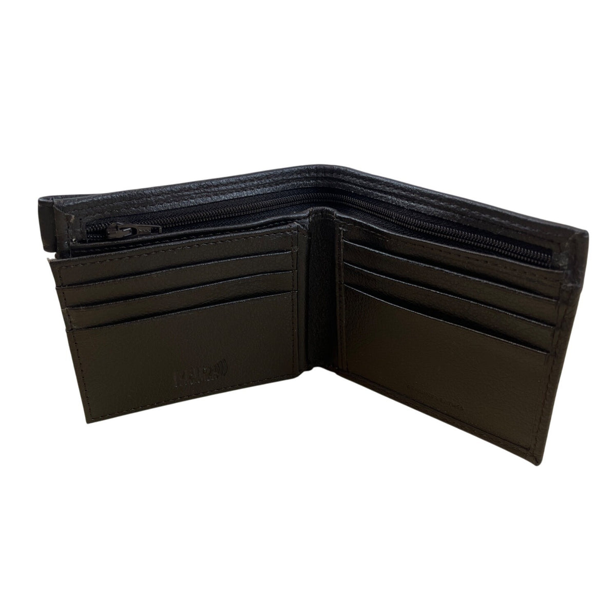 Mens Brown Embossed Leather RFID Protection Snap Detail Wallet Sz M