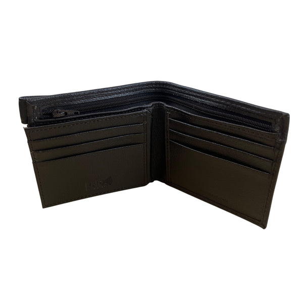 Mens Brown Embossed Leather RFID Protection Snap Detail Wallet Sz M