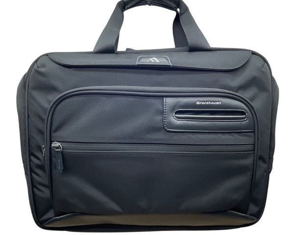 Brenthaven Black Nylon Elliot Business Essentials Laptop Briefcase Bag Sz L
