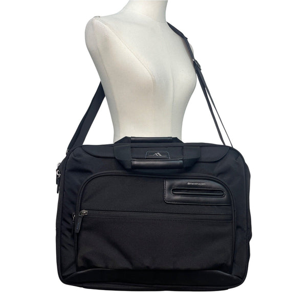 Brenthaven Black Nylon Elliot Business Essentials Laptop Briefcase Bag Sz L